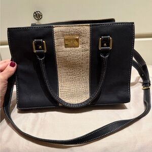 Sophisticated Black and Tan Satchel